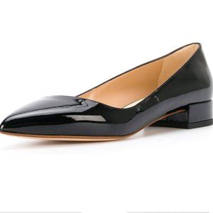 XYD Black Pointed Toe Low Heel Pump